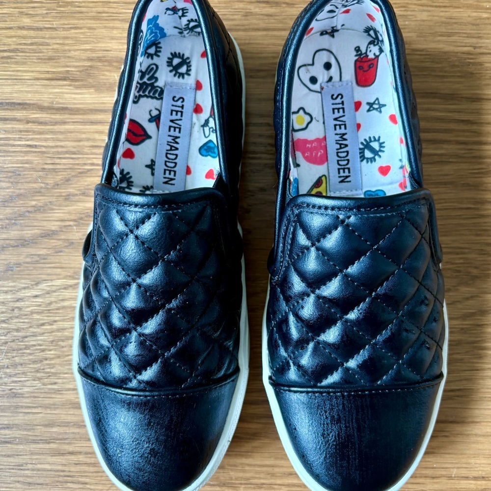 Steve Madden Black Quilted Slip-On Sneakers